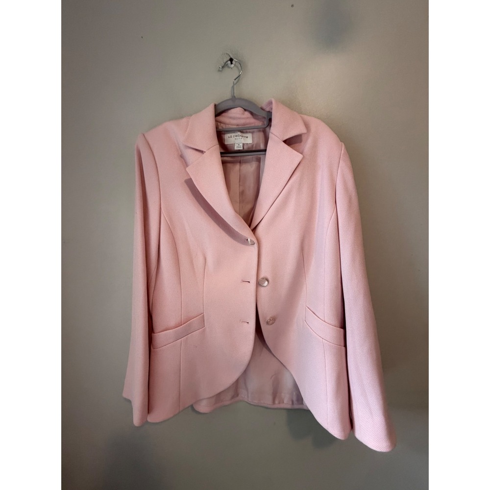 Liz Claiborne Suits Pink Textured 3-Button Blazer Jacket Womens Size 16